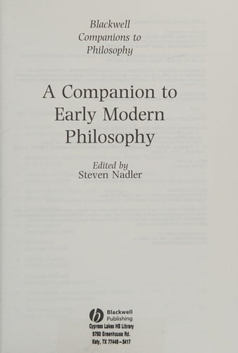 Companion to Early Modern Philosophy