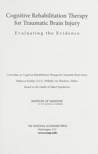 Cognitive rehabilitation therapy for traumatic brain injury