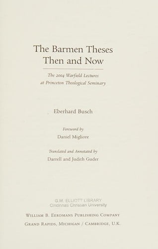 The Barmen theses then and now