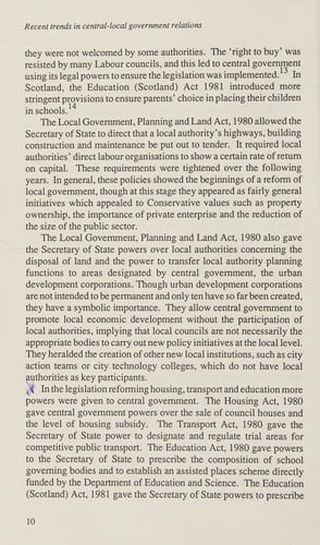 Recent Trends in Relations Between Central and Local Government