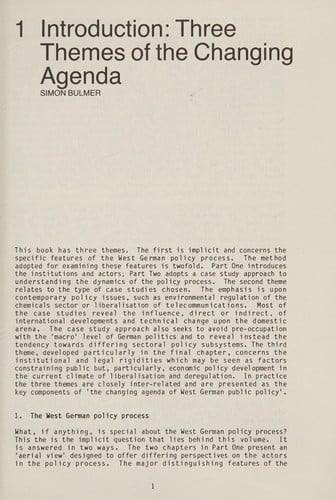 The Changing agenda of West German public policy