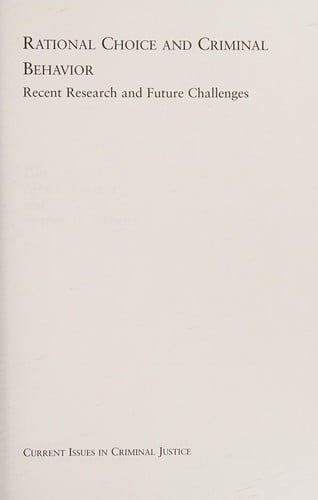 Rational choice and criminal behavior