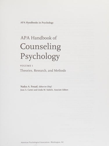 APA handbook of counseling psychology