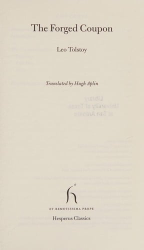 FORGED COUPON; TRANS. BY HUGH APLIN