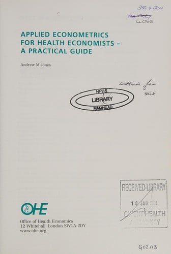 Applied econometrics for health economists