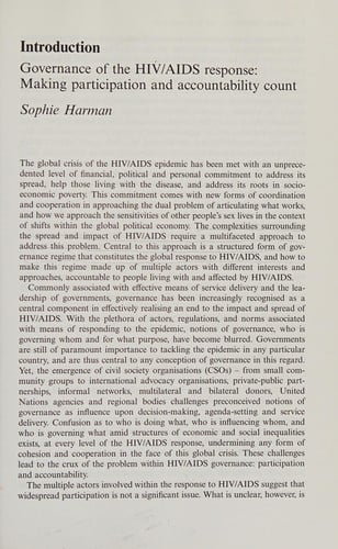 Governance of HIV/AIDS