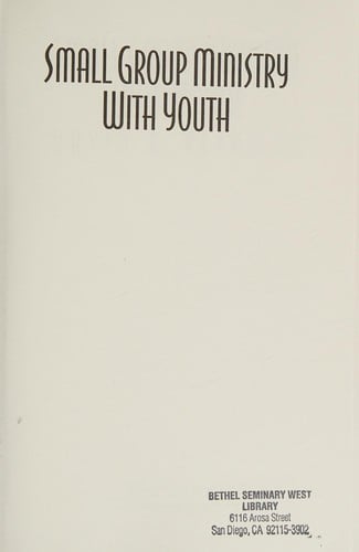 Small group ministry with youth