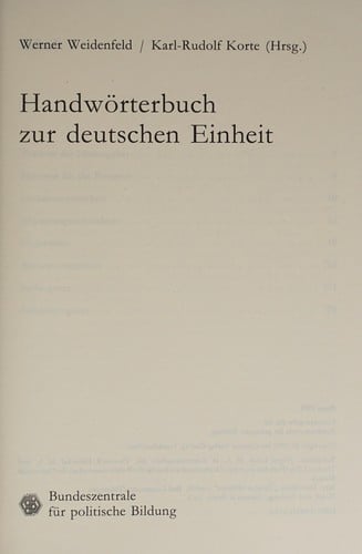 Handwörterbuch zur deutschen Einheit