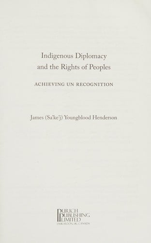 Indigenous diplomacy and the rights of peoples