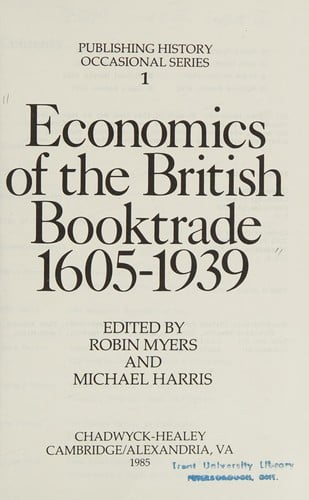 Economics of the British booktrade, 1605-1939