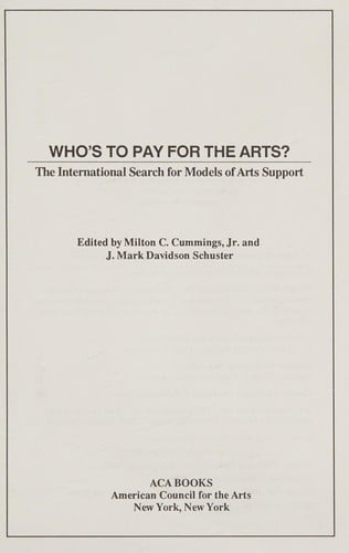 Who's to pay for the arts?