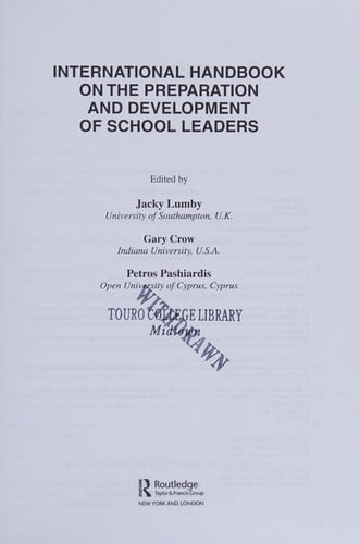 International handbook on the preparation and development of school leaders
