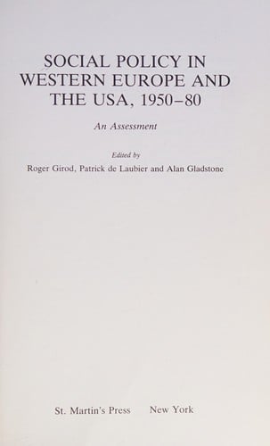 Social policy in Western Europe and the USA, 1950-80