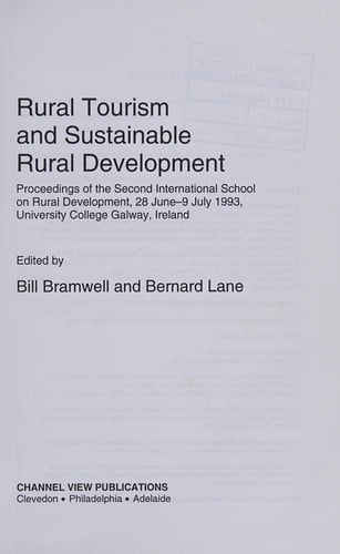 Rural tourism and sustainable rural development