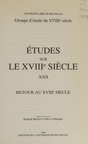 Retour au XVIIIe siècle