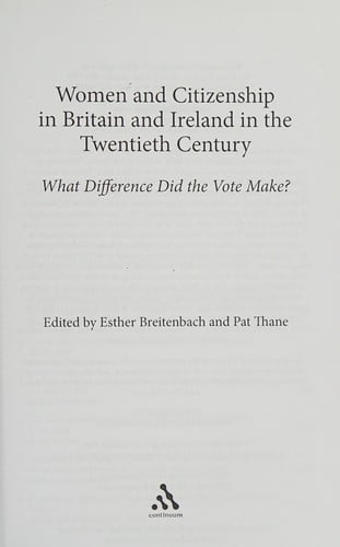 Women and citizenship in Britain and Ireland in the twentieth century