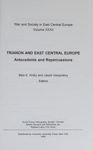 Trianon and East Central Europe