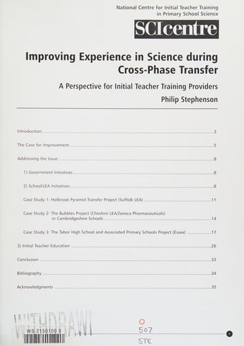Improving experience in science during cross-phase transfer
