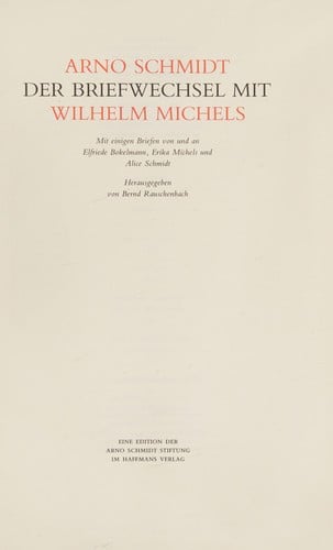 Der Briefwechsel mit Wilhelm Michels