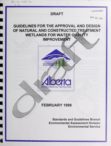 Guidelines for the approval and design of natural and constructed treatment wetlands for water quality improvement