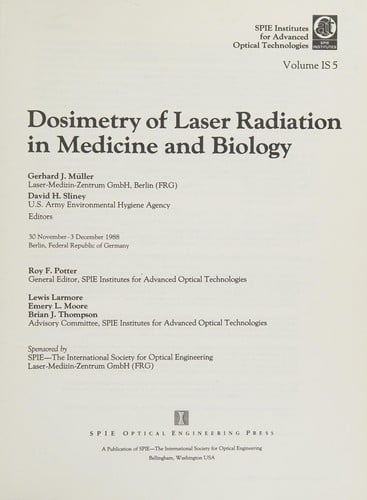 Dosimetry of laser radiation in medicine and biology