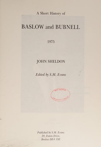 A short history of Baslow and Bubnell