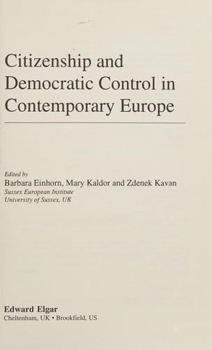 Citizenship and democratic control in contemporary Europe