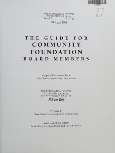 The guide for community foundation board members