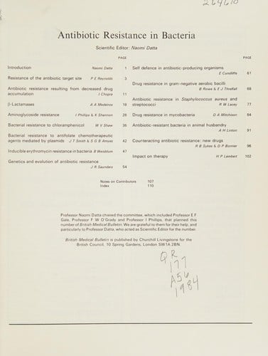 Antibiotic resistance in bacteria