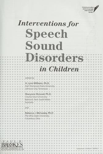 Interventions for speech sound disorders in children
