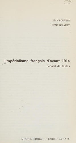 L'Impérialisme français d'avant 1914