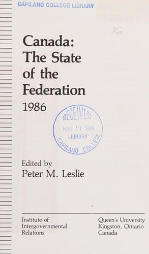 Canada, the state of the federation, 1986