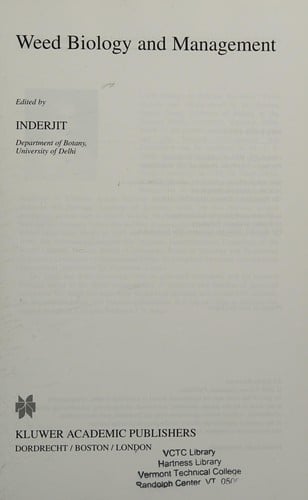 Weed biology and management