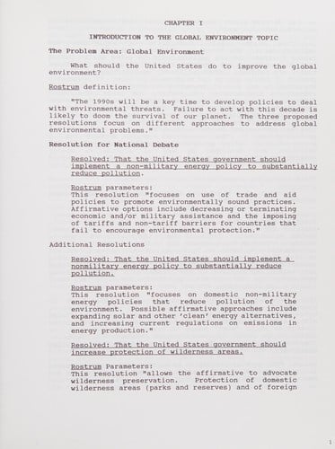 Improving the global environment