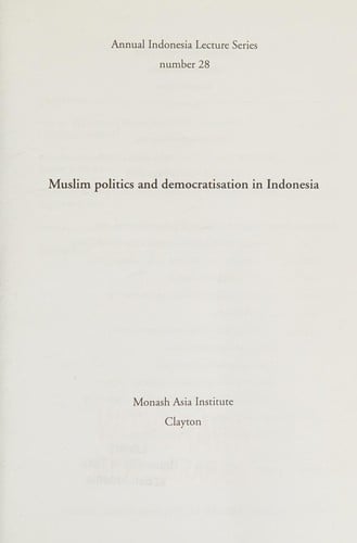 Muslim politics and democratisation in Indonesia