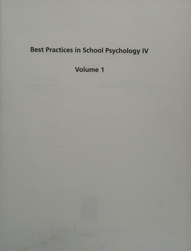 Best practices in school psychology, IV