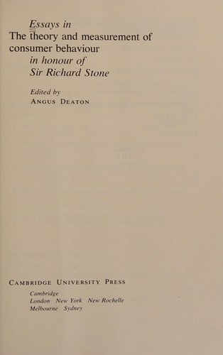 Essays in the theory and measurement of consumer behaviour