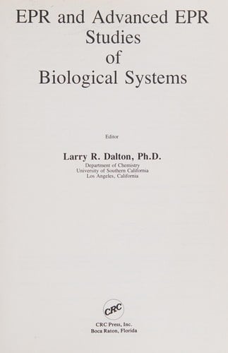 EPR and advanced EPR studies of biological systems