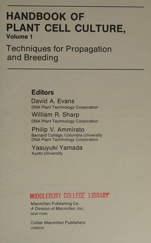 Handbook of plant cell culture