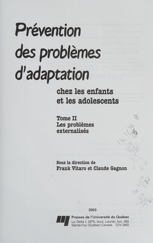 La prévention des problèmes d'adaptation chez les enfants et les adolescents
