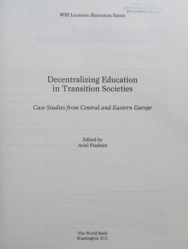 Decentralizing education in transition societies