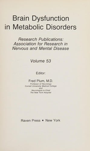Brain dysfunction in metabolic disorders