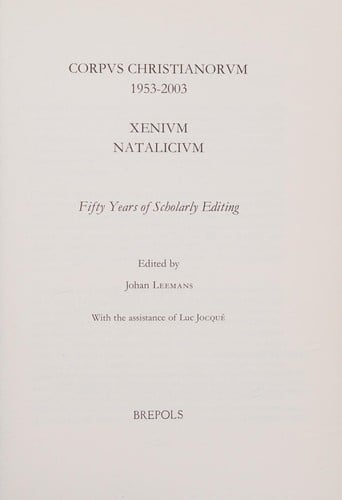 Corpus Christianorum 1953-2003