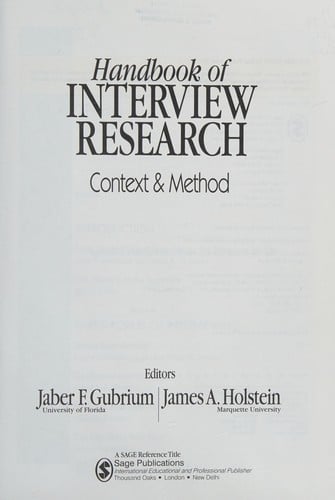 Handbook of interview research