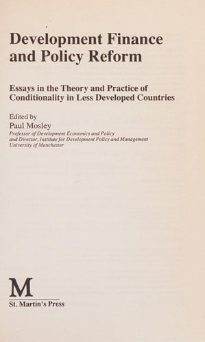 Development finance and policy reform
