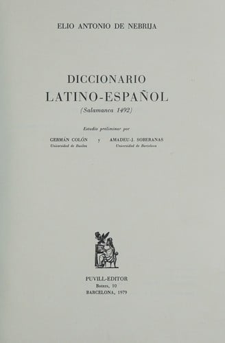 Diccionario latino-español (Salamanca 1492)