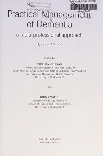 Practical management of dementia