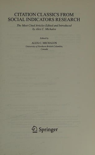 Citation classics from 'Social indicators research'