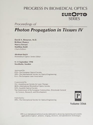 Proceedings of photon propagation in tissues IV