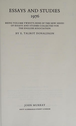 Essays and studies, 1976